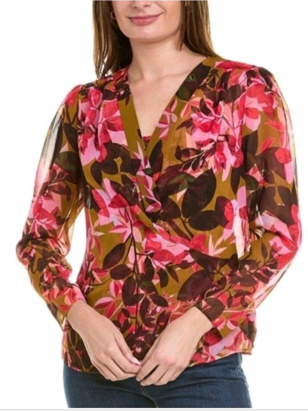 Cabi mia floral 2 piece colorful blouse size large